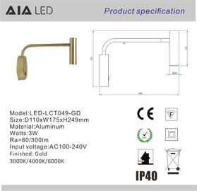 Surface mounted gold led headboard wall light/led book reading light/led bed reading wall light supplier