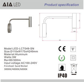 Gold led headboard wall light/rotate led bedside wall light/led bed reading wall light for hotel supplier