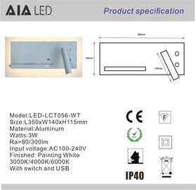 Wireless charging usb reading light led reading lamp for bed headboard reading light led reading light for hotel supplier