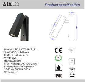 Touch switch dimmable led headboard wall light led reading wall lamp 3W led bedside reading light supplier