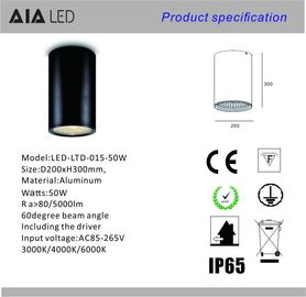 IP65 water proofing exterior cylinder 50W COB LED downlight&amp;outdoor LED downligthing supplier