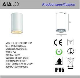 IP65 waterproof round dimmable driver 7W cree COB LED downlight&amp;exterior LED down light for washroom supplier