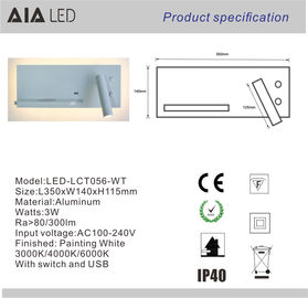 Wireless charging reading wall light usb LED bedside wall light/Interior led wall lamp for hotel supplier