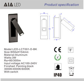 Rotate recessed mounted bedside wall lamp/led reading light led bed wall light for hotel rooms supplier