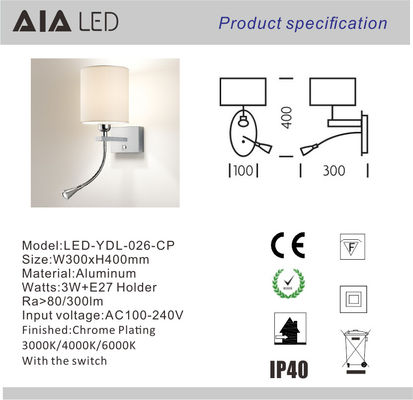 Recessed mounted led reading wall light 3W led bedside wall lamp headboard wall light for villa projects supplier