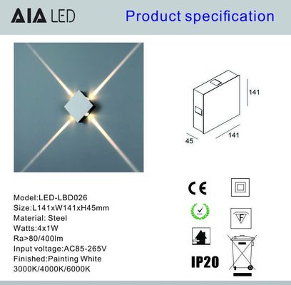 Steel inside 4x1W  IP20 modern LED wall light /LED decoration wall light supplier