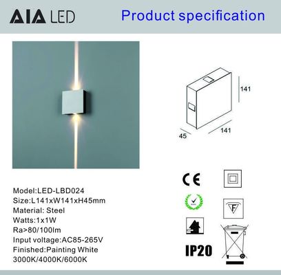 Steel inside 2x1W  IP20 modern LED wall light /LED decoration wall light for showroom supplier