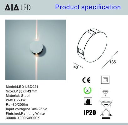 Steel Round 2x1W  IP20 modern LED wall light /LED decoration wall lamp for shopping mall supplier