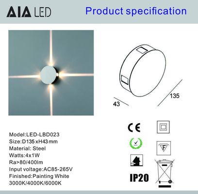 Steel 4ways round 4x1W  IP20 modern LED wall light /LED decoration wall light for pub used supplier