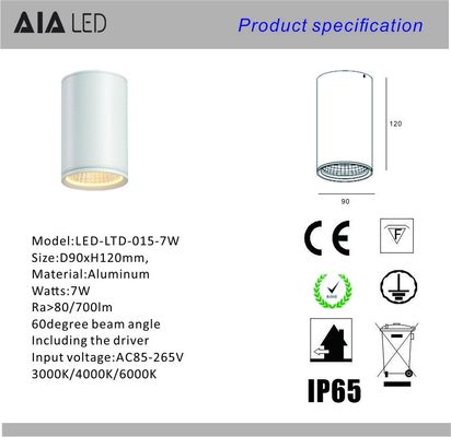 IP65 waterproof outside round cylinder 7W COB LED downlight&amp;exterior LED down light for washroom supplier