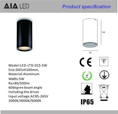 IP65 waterproof outside black cylinder COB LED downlight&amp;LED outdoor down light for hotel supplier