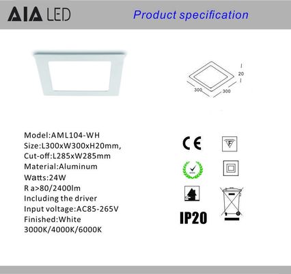 300x300mm 24W Commercial LED panel light/led downlight for office supplier