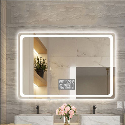 Bathroom mirror lamp square smart make-up mirror light hotel led anti-fog waterproof PIR time date temperature show supplier