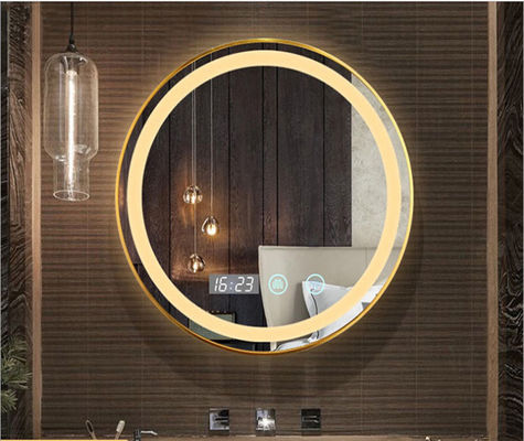 Bathroom round smart bathroom mirror light aluminum alloy space aluminum led mirror lamp hotel dress and make up mirror supplier