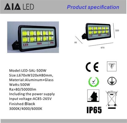 Waterproof IP66 high power led flood lamps COB 500W LED Flood lights for project supplier