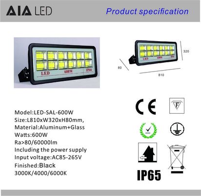 Aluminum waterproof IP66 big size led flood light COB 600W LED Flood lighting for project supplier