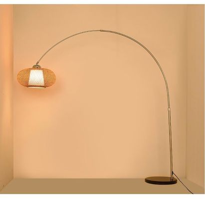 Chinese style floor lamp fishing lamp bamboo Art tea room floor light Zen standing lighting marble floor lamps supplier