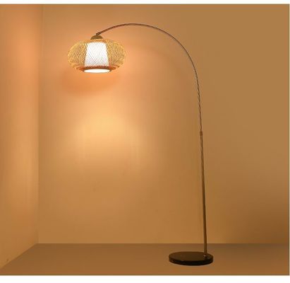 Chinese style floor lamp fishing lamp bamboo Art tea room floor light Zen standing lighting marble floor lamps supplier