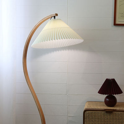 ins pleated retro wood floor lamp decoration vintage floor lamps living room bedroom bedside wooden floor light supplier