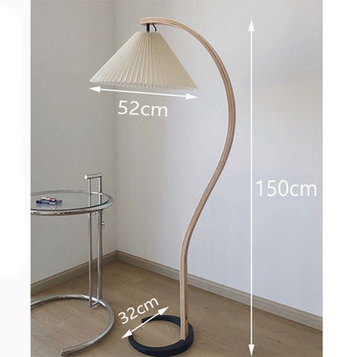 ins pleated retro wood floor lamp decoration vintage floor lamps living room bedroom bedside wooden floor light supplier