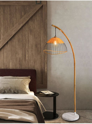 marble bamboo floor lamps living room sofa bedroom standing lamp bedside reading light Nordic fishing lamp supplier