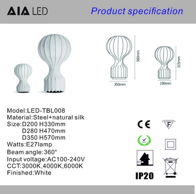 IP20 E27 holder silk table light led table lamp natural silk table light for hotel supplier