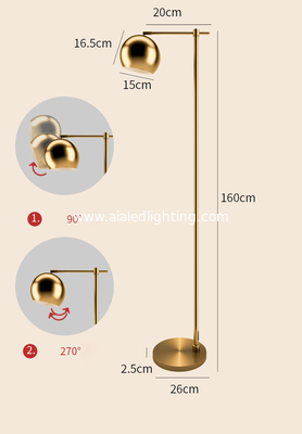 direct factory antique brass LED floor lamp eye protection work light office standing lamp hotel guest room light luxury supplier