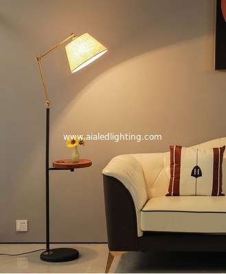 E27 fabric dimmable USB Wireless charging modern type floor lamp bedroom light luxury table standing light for hotel supplier