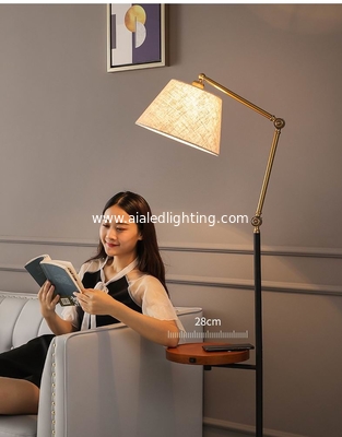 E27 fabric dimmable USB Wireless charging modern type floor lamp bedroom light luxury table standing light for hotel supplier