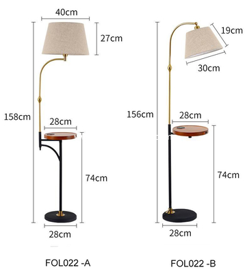 E27 fabric dimmable USB Wireless charging modern type floor lamp bedroom light luxury table standing light for hotel supplier