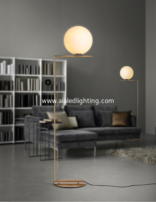 Modern minimalist floor lamp living room bedroom bedside vertical lamp milk white glass ball floor lamp modern vertical supplier