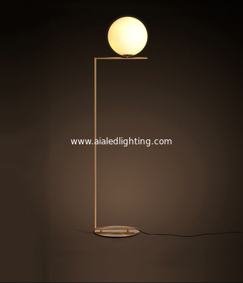 Modern minimalist floor lamp living room bedroom bedside vertical lamp milk white glass ball floor lamp modern vertical supplier