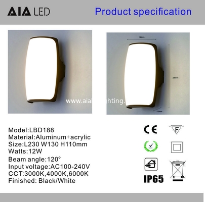 Project quality IP65 acrylic 12W outdoor lighting fitting exterior wall lamp wall mount supplier